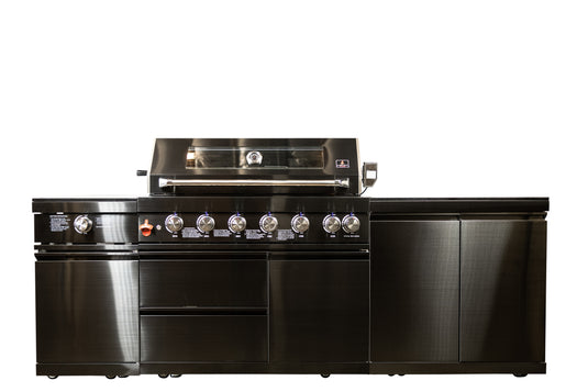 Luxuria Flame Pro Series 6-Burner Three Piece Modular Kitchen with Storage Cabinet Straight