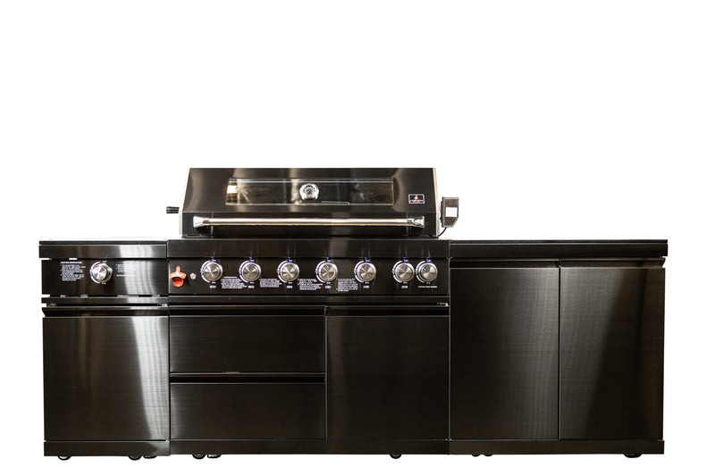 Load image into Gallery viewer, Luxuria Flame Pro Series 6-Burner Three Piece Modular Kitchen with Storage Cabinet Straight
