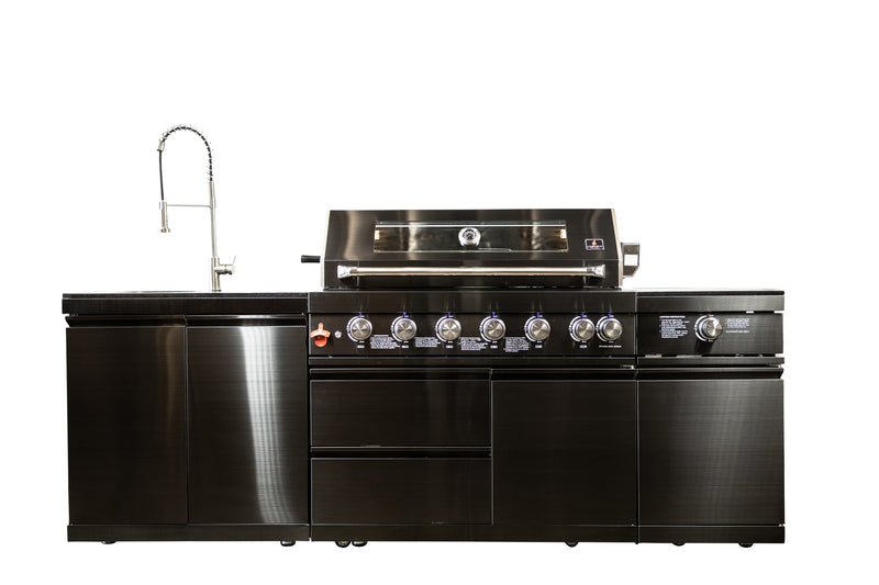 Load image into Gallery viewer, Luxuria Flame Pro Series 6-Burner Three Piece Modular Kitchen with Sink Straight
