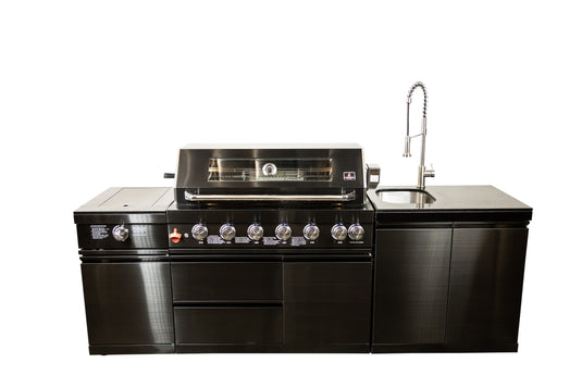 Luxuria Flame Pro Series 6-Burner Three Piece Modular Kitchen with Sink Straight