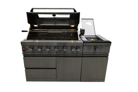Luxuria Flame Modular Kitchen with 6-Burner Grill and Side Burner