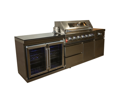 Luxuria Flame Pro Series 6-Burner Three Piece Modular Kitchen with Double Refrigerator