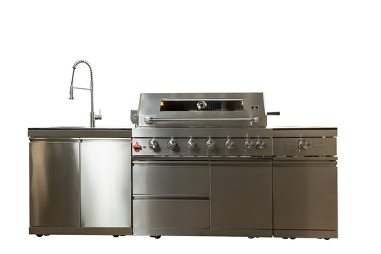 Luxuria Flame Pro Series 6-Burner Three Piece Modular Kitchen with Sink Straight